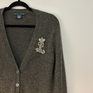 Ralph Lauren wool/ angora broached cardigan